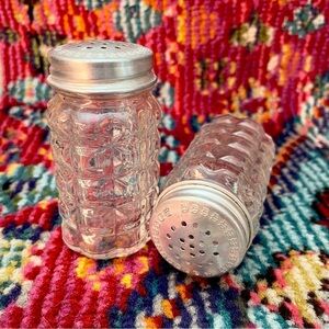 Vintage 1950s Anchor Hocking Pressed Glass Salt and Pepper Shakers Set